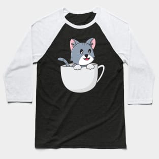 cute cat in tea cup Baseball T-Shirt